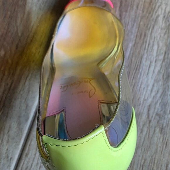 Christian Louboutin Debout 100 Patent Fushia Leather PVC Riviera Pumps. Eur. 37 - Picture 8 of 14